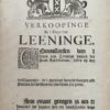 Verkoopinge in 't Huys van Leeninge Amsterdam