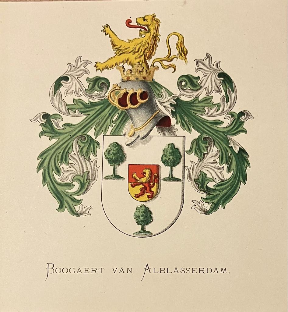 Coloured coat of arms of the Boogaert van Alblasserdam family