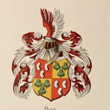 [Heraldic coat of arms] Coloured coat of arms of the Boon family, family crest, 1 p.