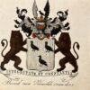[Heraldic coat of arms] Coloured coat of arms of the Van der Borch van Verwolde family, family crest, 1 p.