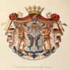 [Heraldic coat of arms] Coloured coat of arms of the de Borchgrave de Altena family, family crest, 1 p.