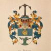 [Heraldic coat of arms] Coloured coat of arms of the De Bordes family, family crest, 1 p.