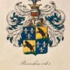 [Heraldic coat of arms] Coloured coat of arms of the De Borrekens family, family crest, 1 p.