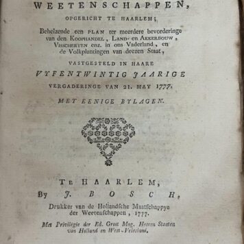 Convolute Hollandse Maatschappij der Wetenschappen 1777 - 1785