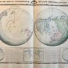 Coloured world map:Tableau des Regions circumpolaires ou carte sphéroïdale des deux pôles