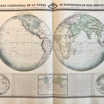 Tableau sphéroïdal de la terre ou mappemonde en deux hémisphères
