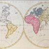 Worldmap with two globes zodiac signs