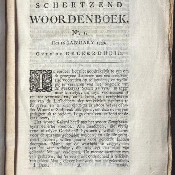 Periodical, 1759, Spectator | Zinryk en schertzend woordenboek Amsterdam, S.J. Baalde, 1759, volume 1 of 3.