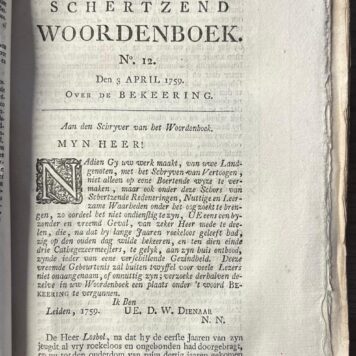 Periodical, 1759, Spectator | Zinryk en schertzend woordenboek Amsterdam, S.J. Baalde, 1759, volume 1 of 3.