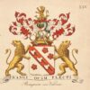 [Heraldic coat of arms] Coloured coat of arms of the Boucqueau van Villeraie family, family crest, 1 p.