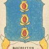 [Heraldic coat of arms] Coloured coat of arms of the Bouricius family, family crest, 1 p.