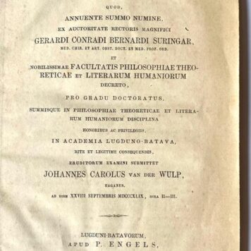 Disputatio juridica inauguralis, de probationibus familiae apud Romanos [...] Leiden C.C. van der Hoek 1837