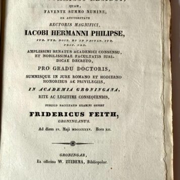Dissertatio iuridica inauguralis, de fideicommisso residui [...] Groningen W. Zuidema 1835