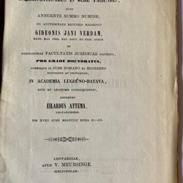 Specimen juridicum inaugurale de interrogationibus in jure faciundis [...] Leeuwarden V. Meursinge 1852