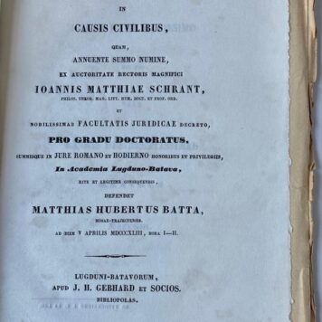Dissertatio juridica inauguralis, de munere ministerii publici in causis civilibus [...] Leiden J.H. Gebhard en Comp. 1843