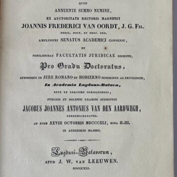 Specimen oeconomico-politicum inaugurale de legibus frumentariis, in primis respectu agriculturae, consideratis [...] Leiden J.W. van Leeuwen 1841