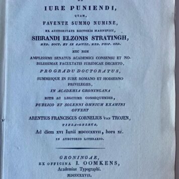 Dissertatio iuridica inauguralis de iure puniendi [...] Groningen J. Oomkens 1827