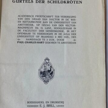 Über die Entwicklung des Schultergürtels der Schildkröten. Academisch proefschrift [...] Leiden E.J. Brill 1925