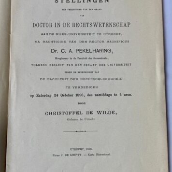 Stellingen [...] Utrecht J. de Kruyff 1896