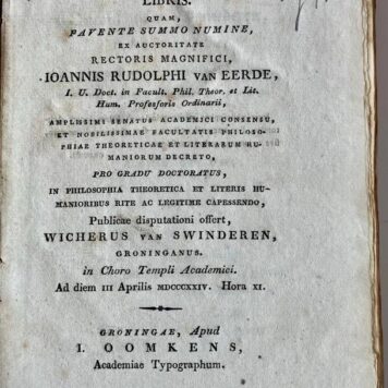 Dissertatio literaria inauguralis, de Aristotelis politicorum libris [...] Groningen J. Oomkens 1824
