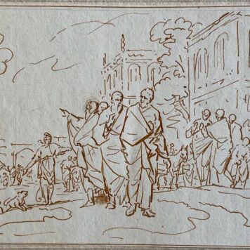 Antique drawing Paulus and the slave in Philippi by Jan Luyken