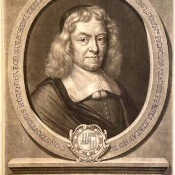 Antique print mezzotint Portrait of Constantijn Huygens by Blooteling