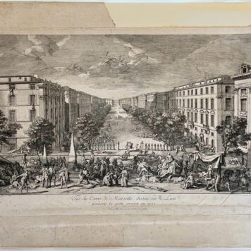 Antique print etching The plague in Marseille by Jacques Rigaud.