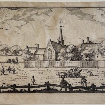 Antique print etching The leper-house at Haarlem 1728 by Claes Jansz Visscher