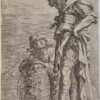 Antique print etching Two soldiers by Salvator Rosa