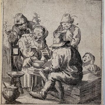 Antique print A family of farmers by Jacques Dassonville