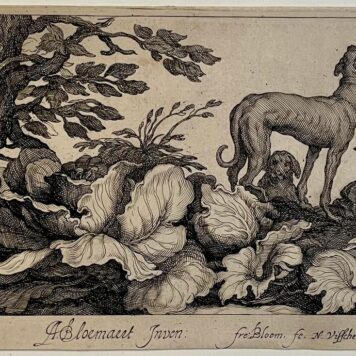 Antique print A man with two dogs by Frederick Bloemaert