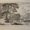 Antique print etching Landscape with two travellers by Frederick Bloemaert