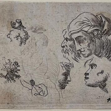 Antique prints etching Three etchings by Karel Dujardin