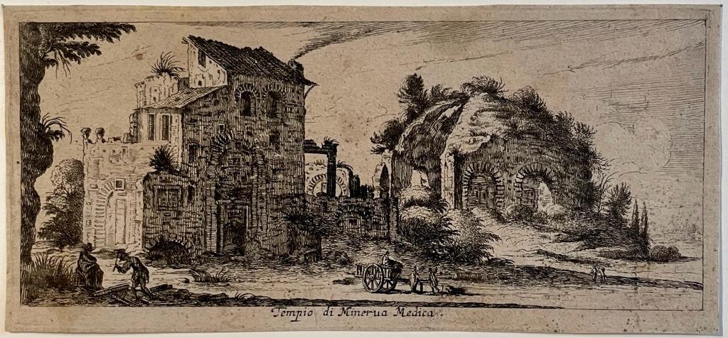 Antique print etching Temple of Minerva Medica by Israël Silvestre