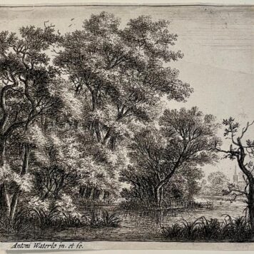 Antique print etching The wooded island by Anthonie Waterloo