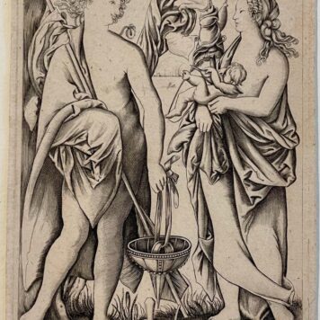 Antique print engraving Mars Venus and Cupid by Master HL