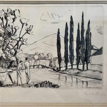 Modern print Landscape with nudes by Erich Heckel