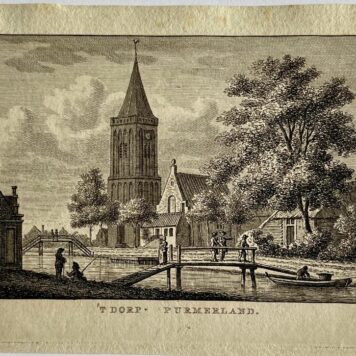 Antieke prent Noord-Holland: 't Dorp Purmerland (gemeente Landsmeer).