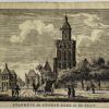 Antieke prent Gelderland: Stadhuis en Groote Kerk te Zutfen (Zutphen).