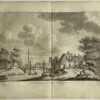 Antieke prent Friesland: De Halvemaans Poort en Haven te Dokkum.