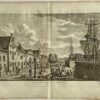 Antieke prent Friesland: 's Lands Magazijn te Harlingen.