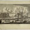 Antieke prent De Haven Poort te Franeker (met de hand veranderd naar Harlingen).