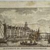 Antieke prent Zeeland: De Kinderdyk en Spykerbrug te Middelburg.