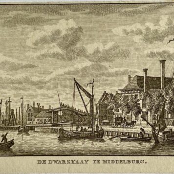Antieke prent Zeeland: De Dwarskaay (Dwarskaai) te Middelburg.