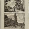 Antieke prent Zeeland: Domburg By t' Inkomen. / De Kerk te Domburg.
