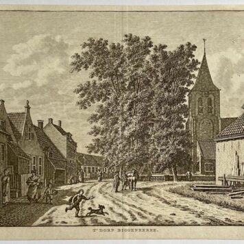 Antieke prent Zeeland: T' Dorp Biggenkerke.