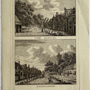 Antieke prent Zeeland: T' Dorp Baarland. / T' Zelve Anders.