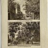 Antieke prent Zeeland: T' Raadhuis te Arnemuiden. / De Kerk te Arnemuiden.