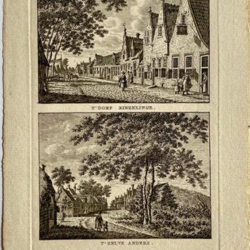 Antieke prent Zeeland: T' Dorp Biezelinge. / T' Zelve Anders.