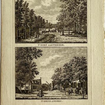 Antieke prent Zeeland: T' Dorp Aagtekerk. / T' Zelve Anders.